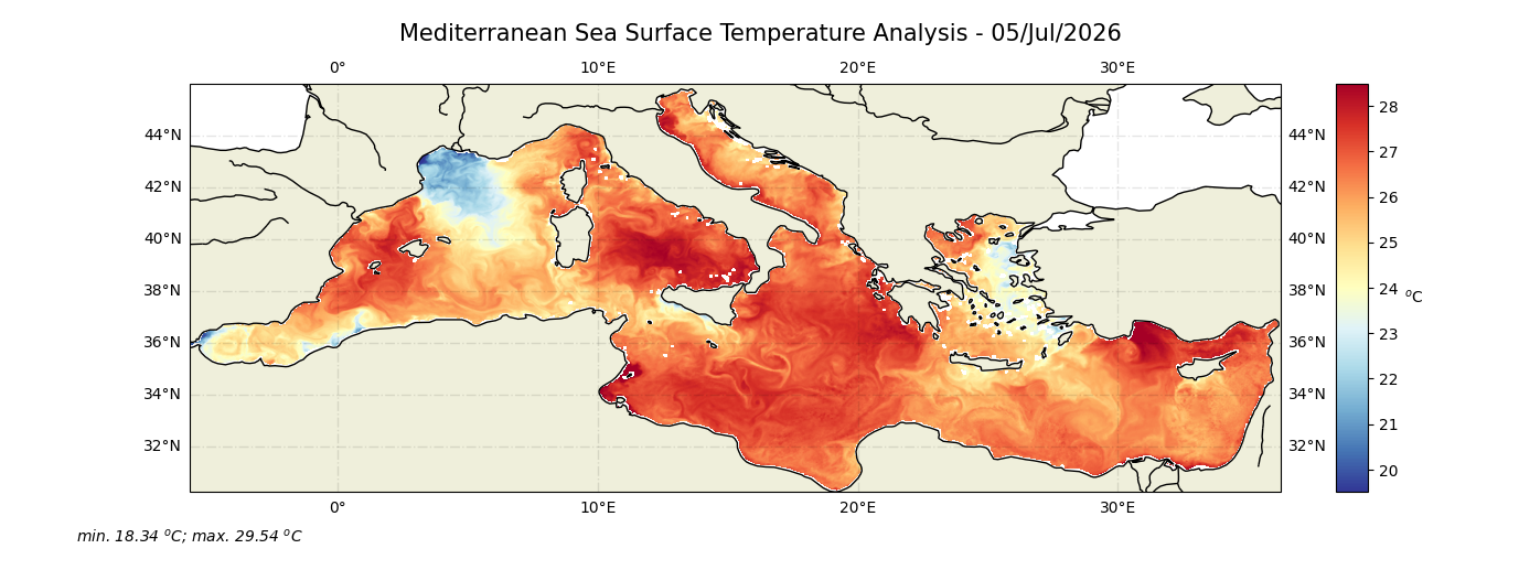 Latest sea surface temperature map