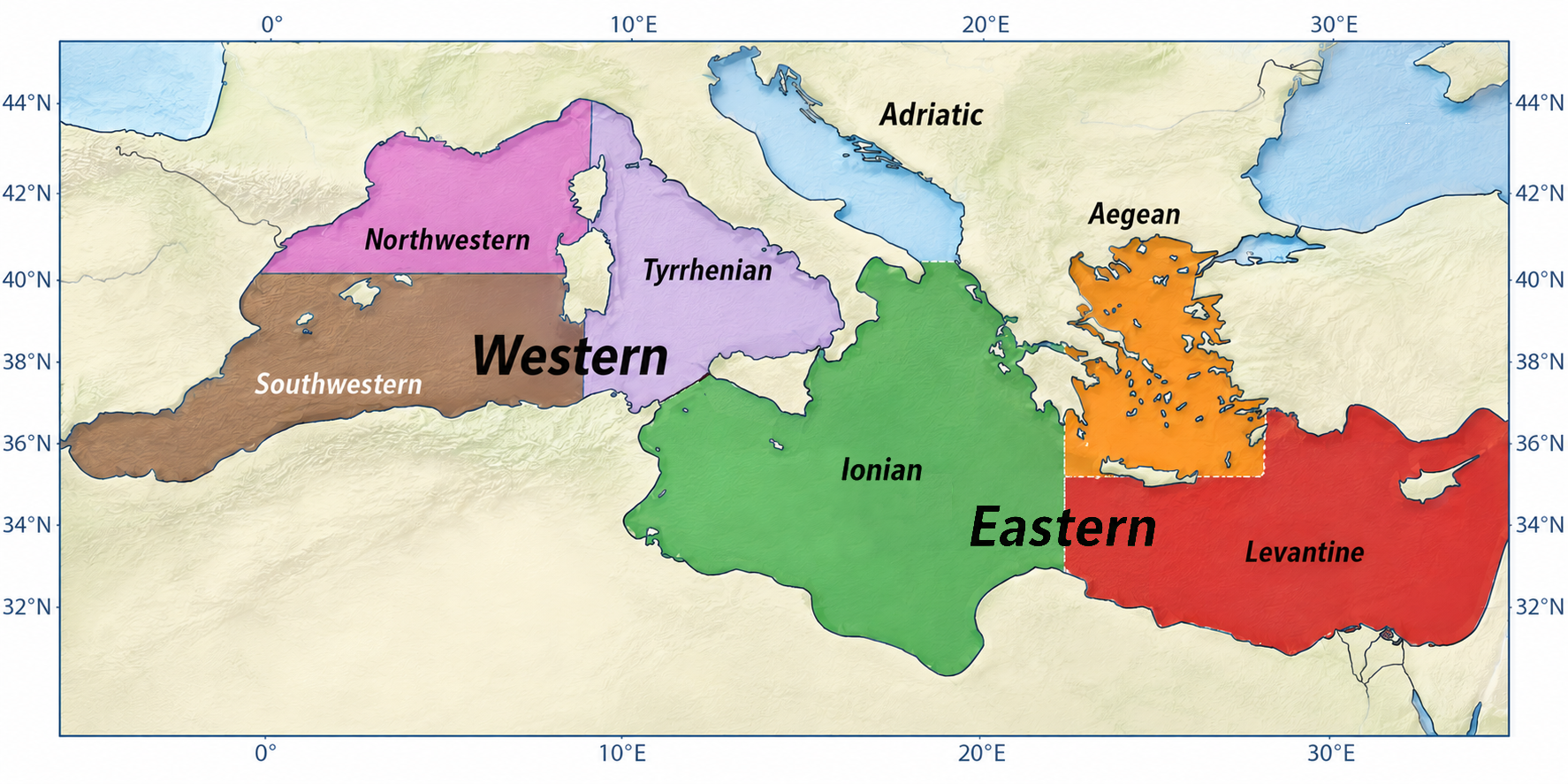 Mediterranean sub-basin map